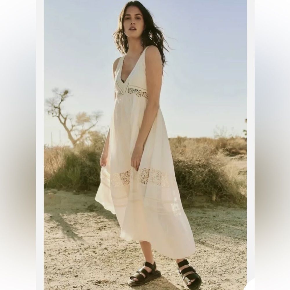 Free People Carla Lace Maxi White Dress